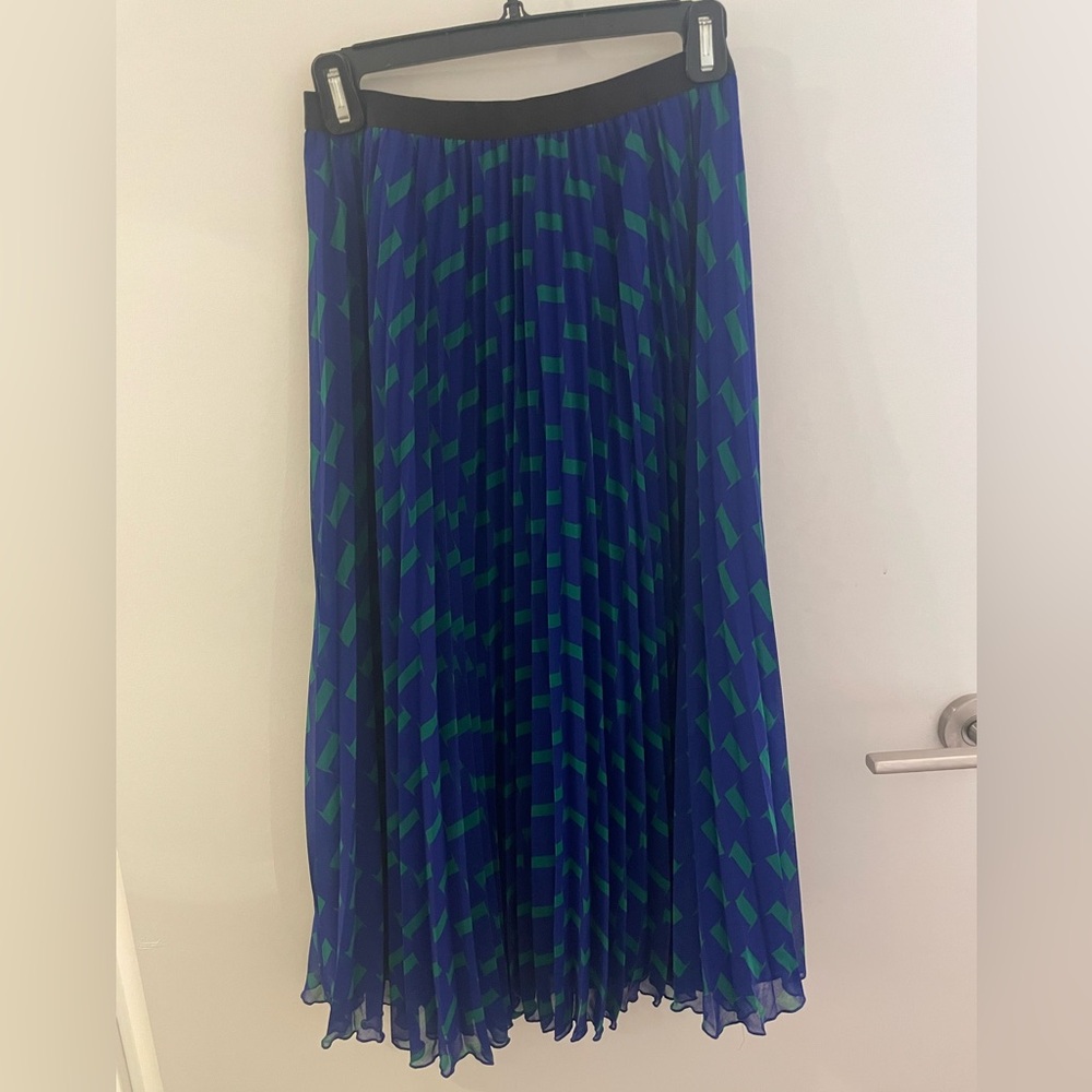 Diane Von Furstenberg Blue Pleated Midi Skirt
